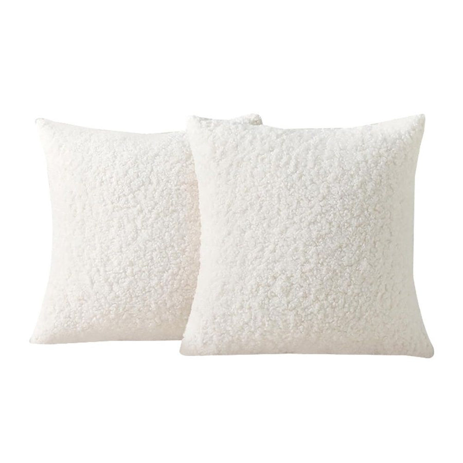 2 artificial fur pillowcases, soft pillowcases, decorative wool roll pillowcases, suitable for beds, sofas, living rooms, white（without pillow core）