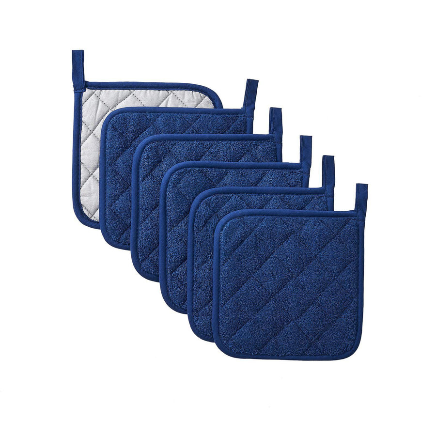 Pot Holders Cotton Made Machine Washable Heat Resistant Potholder, Pot Holder, Hot Pads, for Cooking and Baking (4, Blue)