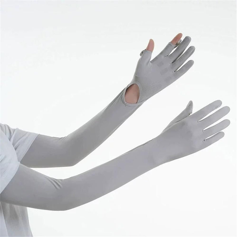 Driving Gloves Women with UV Protection for Sun Protection Long Touchscreen Friendly Full Finger Arm Cover for Summer Driving（grey）