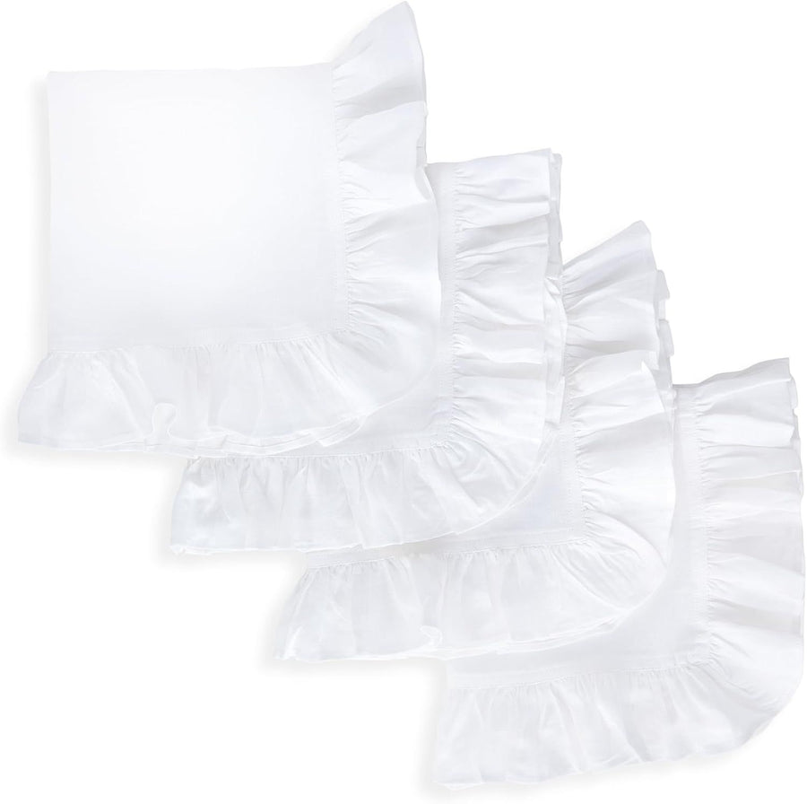 4pcs Solid color lotus leaf lace placemat,  simple napkin, pure cotton placemat, Western restaurant decoration insulation mat（white 45*45cm）
