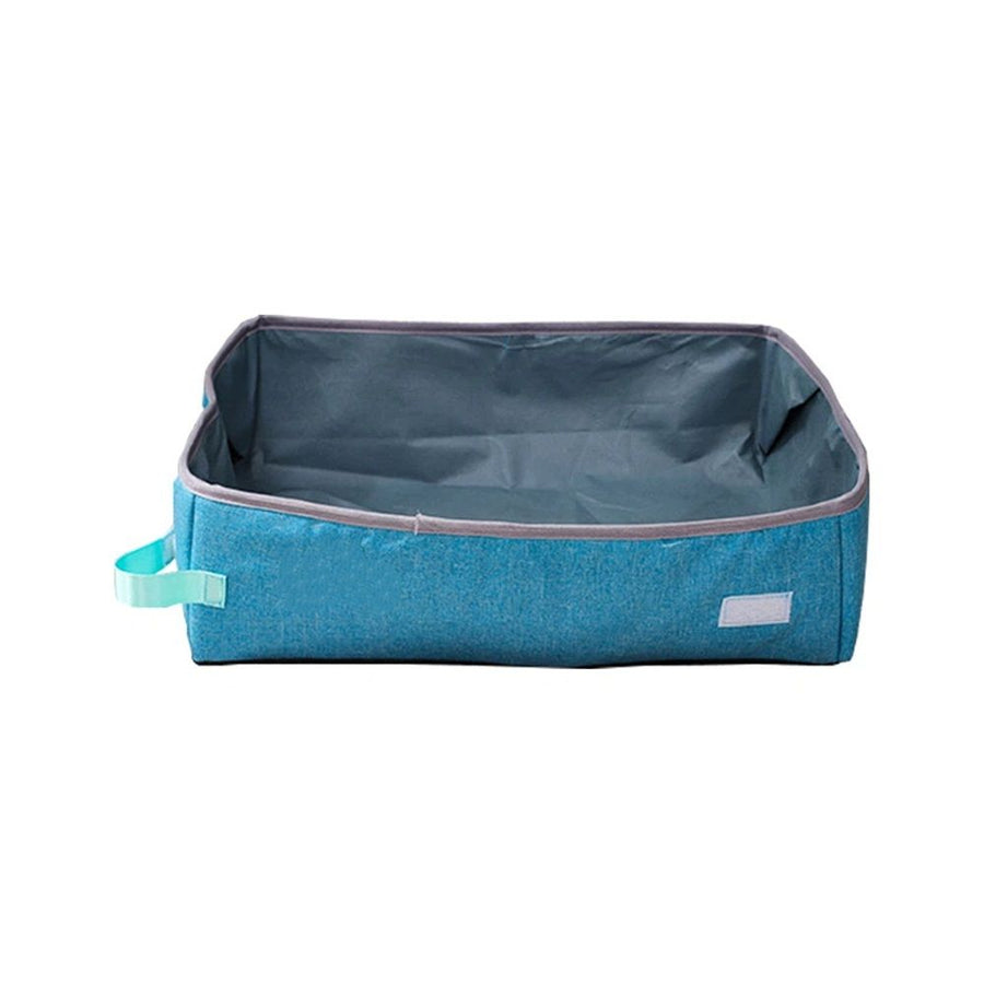 Travel Cat Litter Box, Leak-Proof Portable Litter Box, Collapsible Toilet Tray Carrier for Small Medium Cats (M Blue)