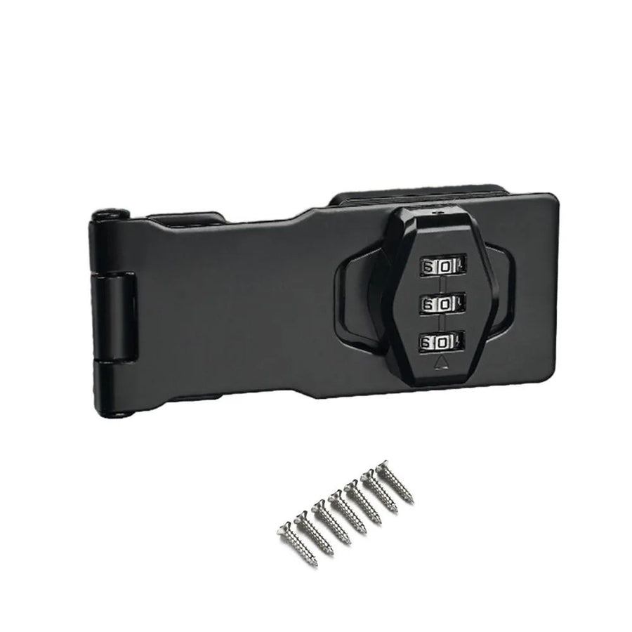 1 pcs Password Rotary Hasp Locks, Collapsible  File Cabinet Lock Desk Drawer Lock, for 90 Degree and 180 Degree Drawers,Doors, Flip Barn Door, Outdoor (Black 3-inch)