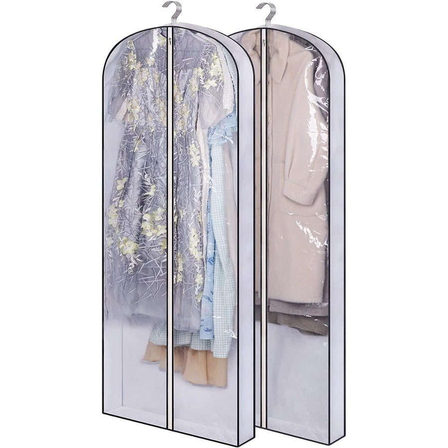 Breathable Fur Coat Storage Bags Dress Bags for Gowns Long Dust Covers for Hanging Clothes with Gussted Wrinkle Free for Leather Jacket Fur Coat Puffy Dress Storage, Set of 2 100*60*10cm