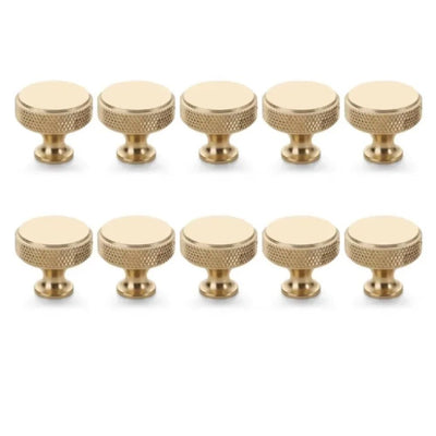 10 Pack Brushed Gold Knurled Cabinet Knobs Kitchen Cabinet Handles for Drawer, Cupboard and Wardrobe