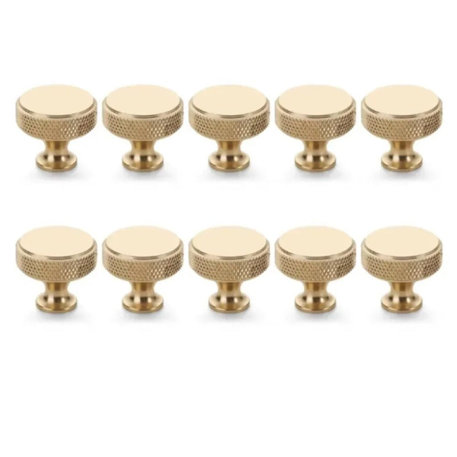 10 Pack Brushed Gold Knurled Cabinet Knobs Kitchen Cabinet Handles for Drawer, Cupboard and Wardrobe