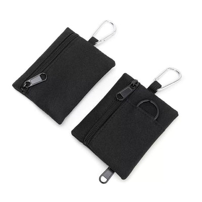 2pcs Mini Size Utility Pouch Bags,  Pouch with Carabiner, Pocket Organizer, Mini  Pouch Wallet for Biking Camping(Black)