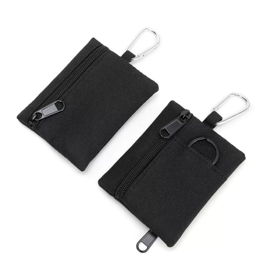 2pcs Mini Size Utility Pouch Bags,  Pouch with Carabiner, Pocket Organizer, Mini  Pouch Wallet for Biking Camping(Black)