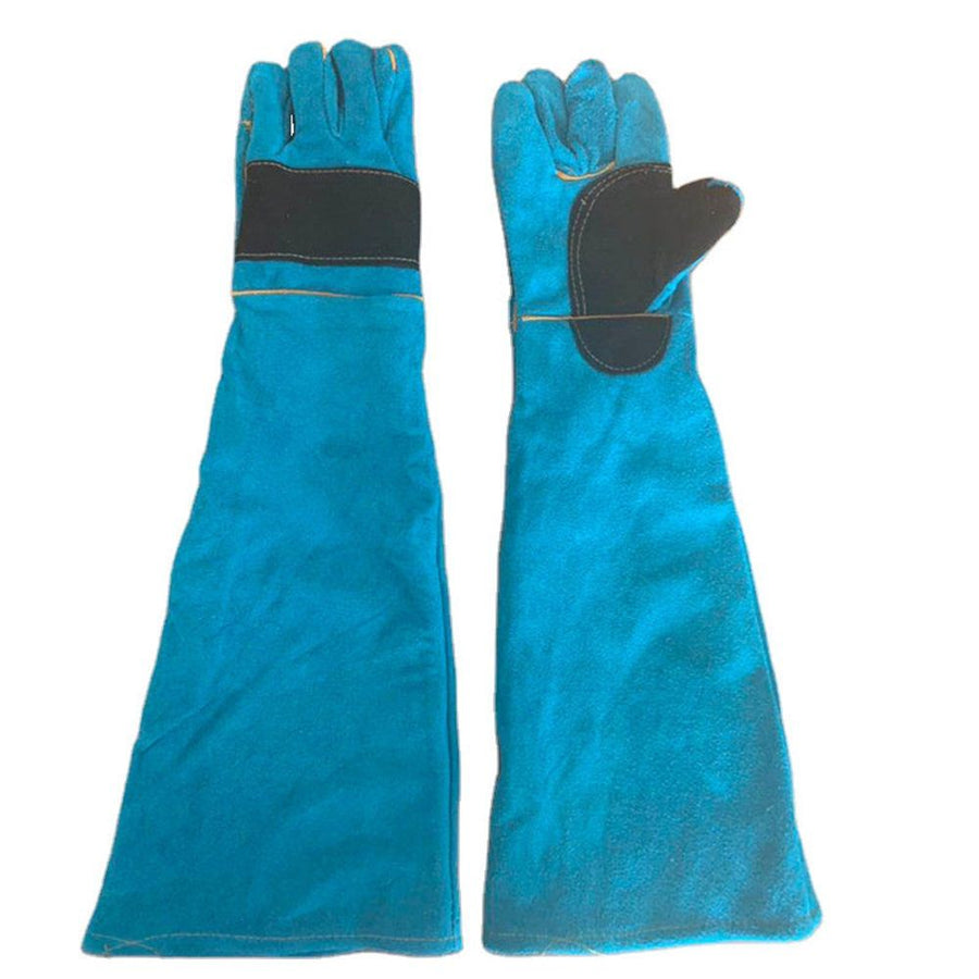 Animal Handing Gloves Bite Proof  Reinforced Multipurpose Pet  Glove Padding Dog,Cat Scratch,Bird Handling Falcon Gloves Grabbing,Reptile Squirrel Snake Bite（45cm Emerald Blue）