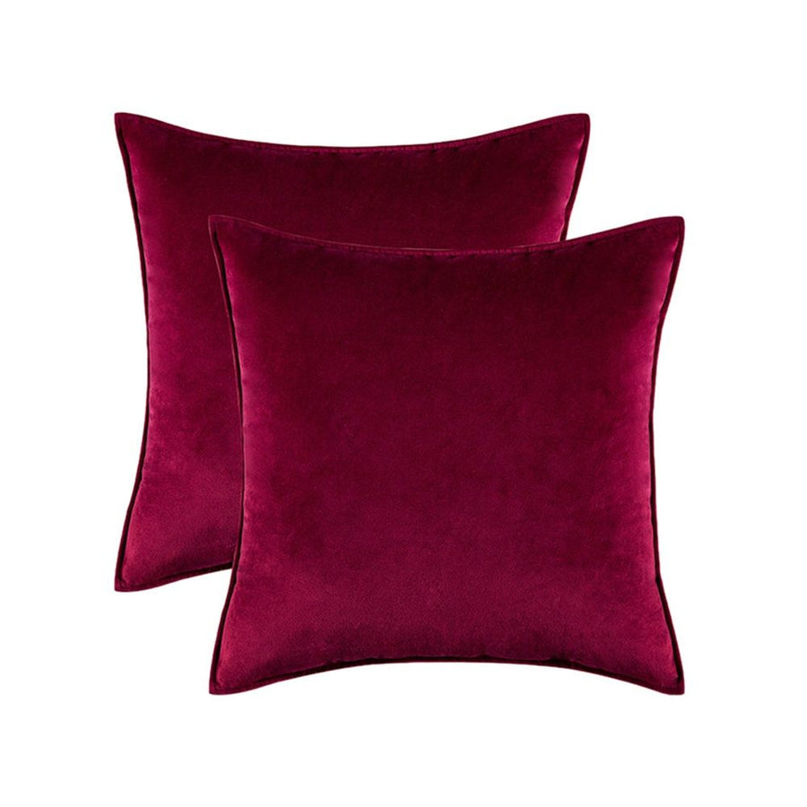 2 Pack Velvet Decorative Throw Pillow Covers, 18"x18", Modern, Indoor Use, Bedroom & Living Room （burgundy）