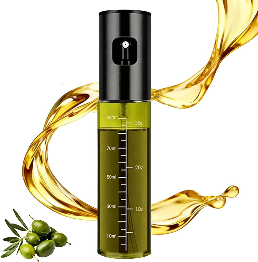 2pcs Oil Sprayer for Cooking, Light-Proof Olive Oil Sprayer Mister with Scale, 100ml Olive Oil Spray Bottle, Air Fryer Vegetable Vinegar Oil Portable Mini Kitchen Gadgets for Baking,Black nozzle