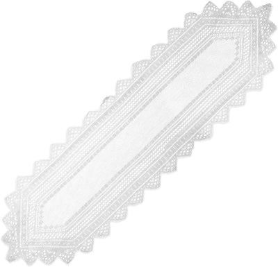 Lace Table RunnerHollow lace tablecloth, table flag, dining table mat, household tablecloth, tea table cloth, dining tablecloth (White no hanging ball)