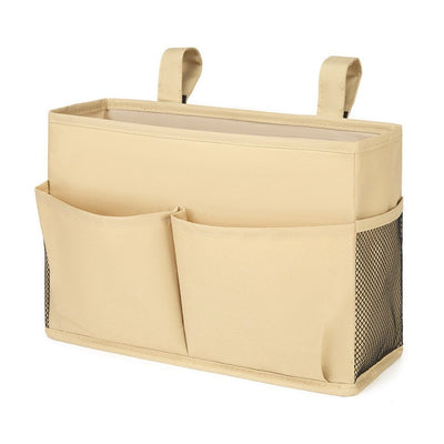 Sofa organizer bedside storage bag, suitable for family, university, dormitory, bunk beds, hospital beds, baby beds, fence (2 beige)