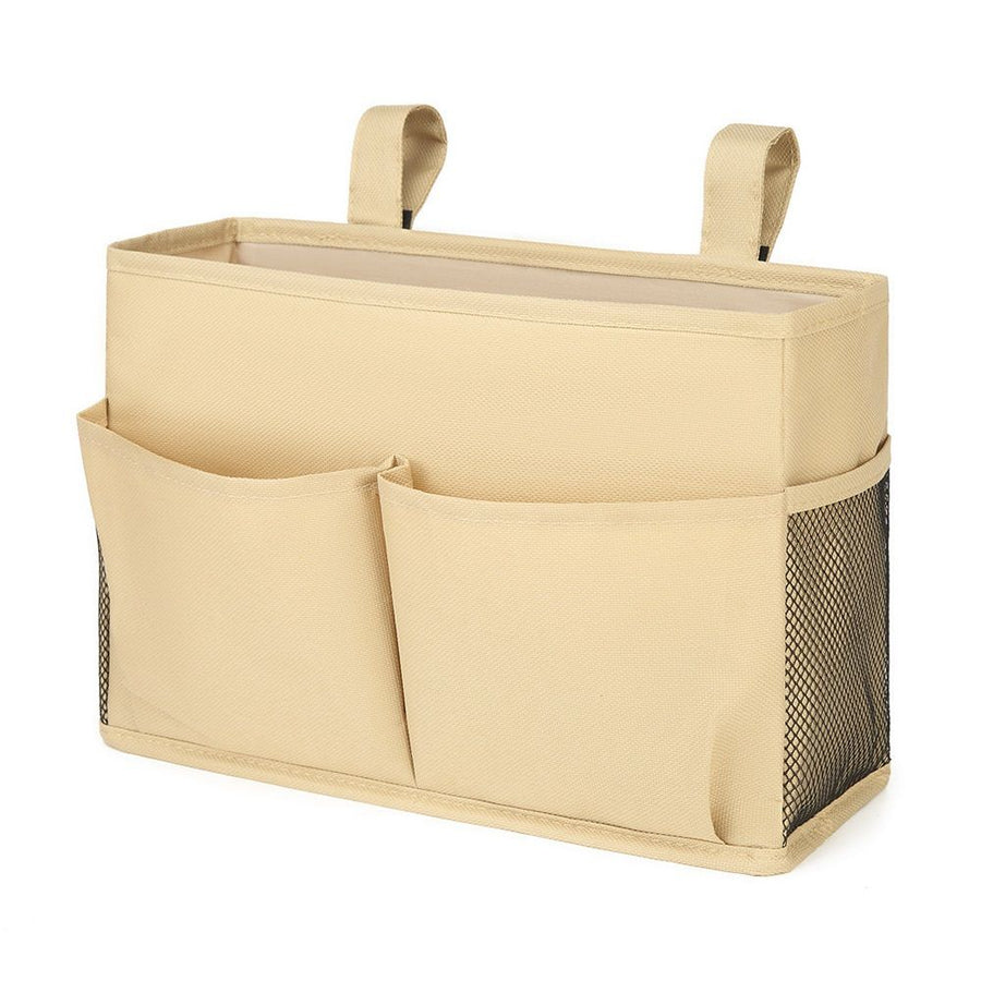 Sofa organizer bedside storage bag, suitable for family, university, dormitory, bunk beds, hospital beds, baby beds, fence (2 beige)