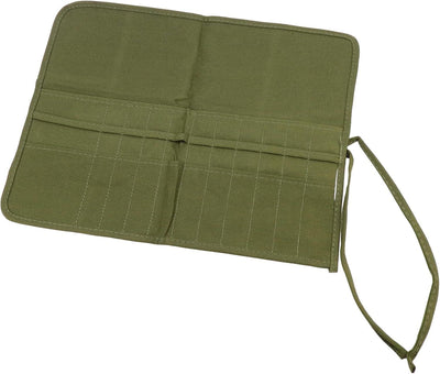 Green Canvas Paint Brush Holder Roll-up Case Bag, 22 Slots Pockets Carry Pouch Artist Brush Storage Organizer,