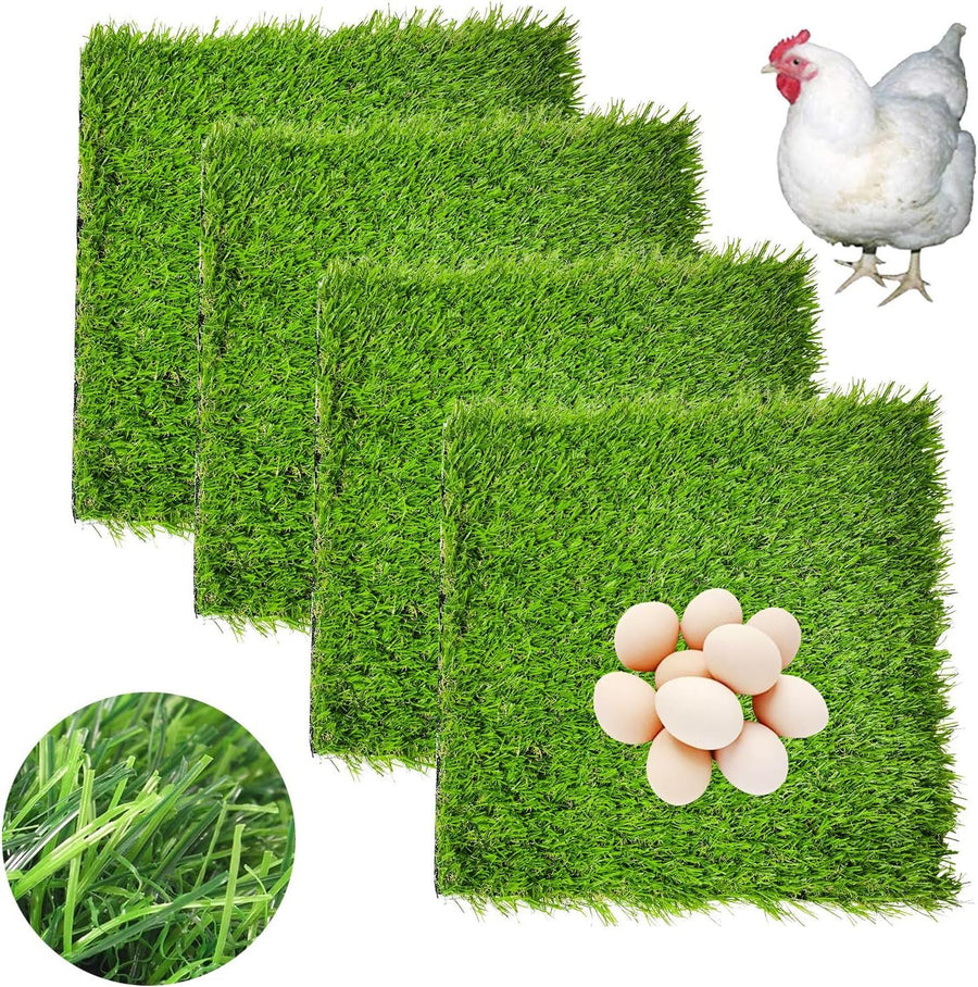 4 Pack Chicken Nesting Pads-12×12in,Washable Thicken  Grass Nesting Box Liners Reusable Laying Eggs Turf Mats for Chickens Coop Pet Outdoor Indoor