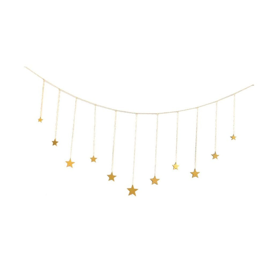 Wall Hanging Boho Aesthetic Room Decor star Hanging Art Bohemian Home Decoration for Girls Room Nursery Bedroom Livingroom Dorm, Ideal, Gold, 49.2 in