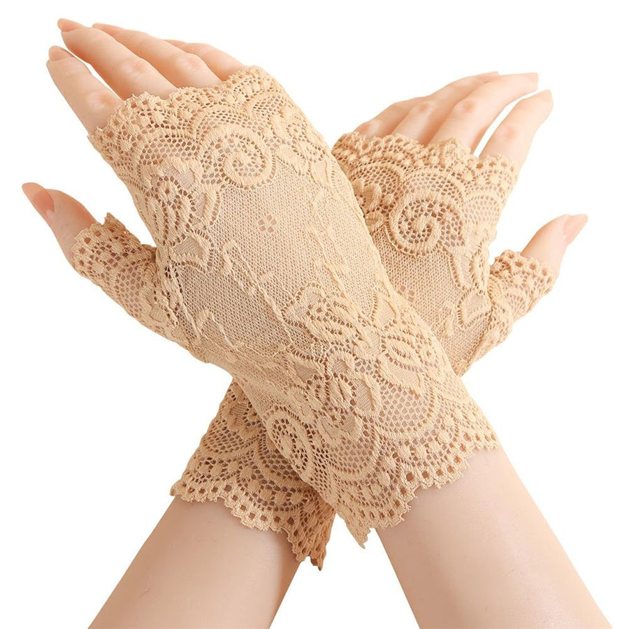 2 pairs Women's Lace Gloves Fingerless Floral Gloves Wedding Party Costume Accessories,for Opera Evening Wedding Tea Party Prom Cosplay