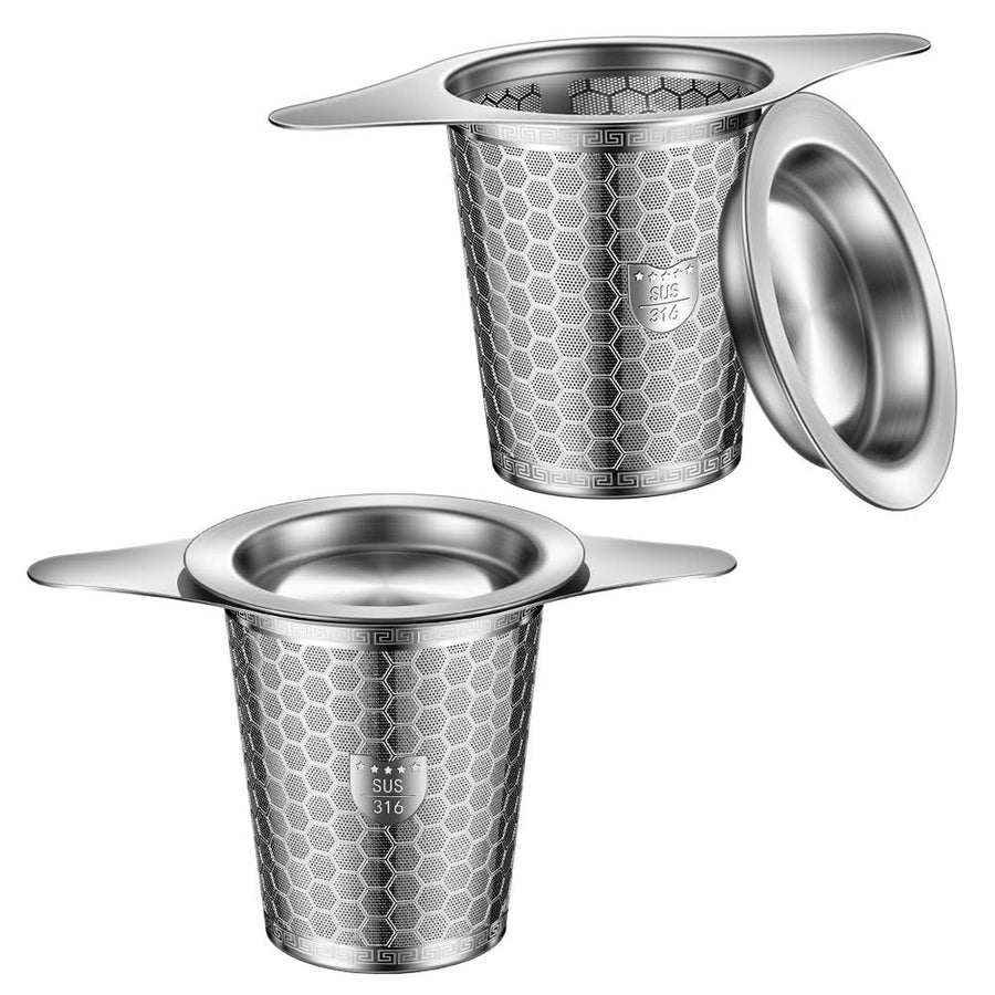 2 pack Stainless Steel Tea Infuser Mesh Strainer with Large Capacity & Perfect Size Double Handles for Hanging on Teapots, Mugs, Cups to Steep Loose Leaf Tea and Coffee