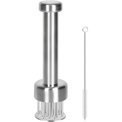 Meat Tenderizer Tool, Stainless Steel, with Needles & Retractable Safety Guard, for Tenderizing Beef, Turkey, Chicken, Steak, Dishwasher Safe