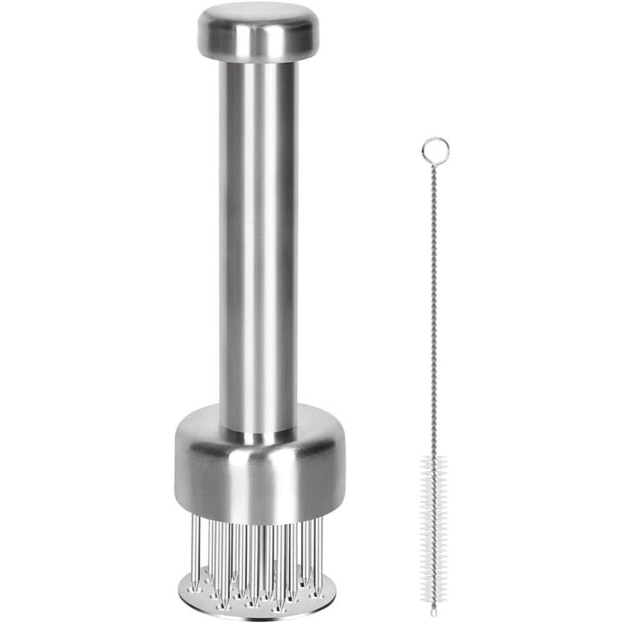 Meat Tenderizer Tool, Stainless Steel, with Needles & Retractable Safety Guard, for Tenderizing Beef, Turkey, Chicken, Steak, Dishwasher Safe