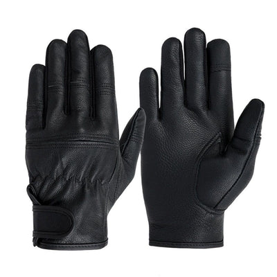 Motorcycle Gloves for Men Touchscreen Full Finger Leather Gloves Protection Riding Driving Biker Glove Black（XL）