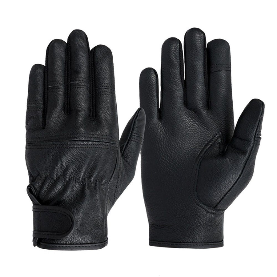 Motorcycle Gloves for Men Touchscreen Full Finger Leather Gloves Protection Riding Driving Biker Glove Black（XL）