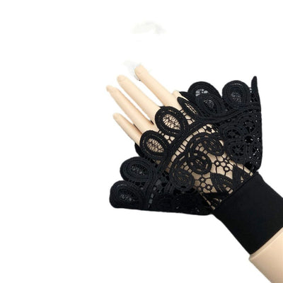 2 pairs Women's Lace Hollow Floral Fake Collar Wrist Cuffs Shawl False Collar for Women Teens Girls（black）