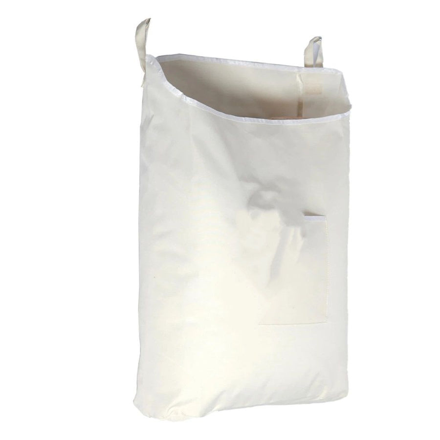 Hanging Laundry Hamper with Over Door Hook, Durable Space Saving Laundry Bag with Zipper and Wide Open Top, Hanging Dorm Laundry Hamper (Beige)