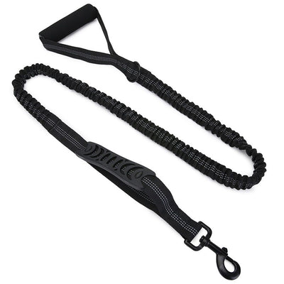 Highly Reflective Heavy Duty Elastic Bungee Medium and Large Dog Leash Shock Absorbing with Comfortable Padded Handle and Traffic Handle Suitable for Training
