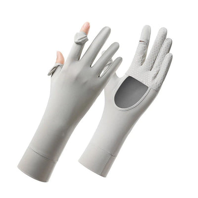 2 pairs Thin Sun UV Protection Driving Gloves for Women, Exposed Finger Hollow Palm, Spring and Autumn Cycling(One Size)