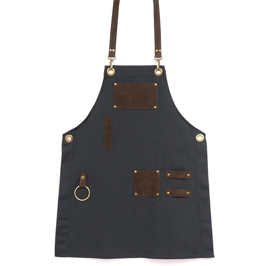 Canvas Chef Apron – Cross Back Straps Mens Apron for Butcher, Bartender, Grilling, BBQ, Kitchen, Workshop & Artist