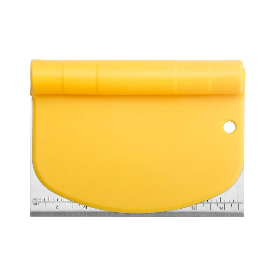2 pack Bench Scraper Dough Cutter Tool - Bowl Pastry Scraper for Bread Cake Pizza, Bench Knife Kitchen Dough Scraper for Baking, Stainless Steel Food Scraper,yellow