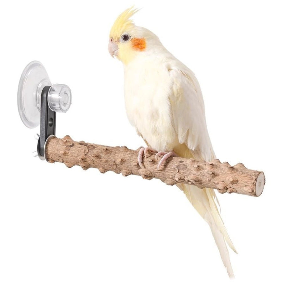 2Pcs Bird Perch With Suction Cup, Wooden Parrot Stand, Shower and Window Perch, Grinding Stick Training Toys, Wall Bath Car Travel Stand for Small and Medium Birds