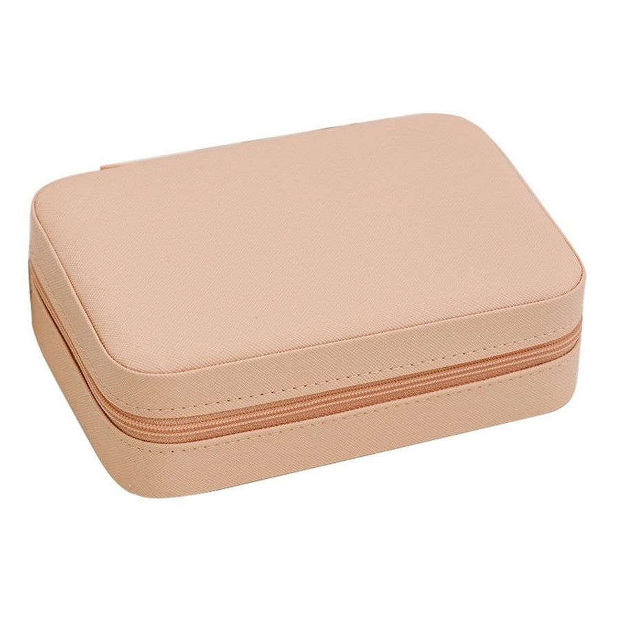 Travel Jewelry Organizer Box for Women Girls, Small Travel Jewelry Case, PU Leather Portable Jewellery Storage Boxes Display Holder for Ring Earrings Necklace Bracelet Bangle, cherry blossom pink
