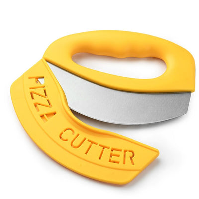 Premium Pizza Cutter Food Chopper-Super Sharp Blade Stainless Steel Pizza Cutter Rocker Slicer with Protective Sheath Multi Function Pizza Knife Kitchen Tools,Dishwasher Safe (yellow)