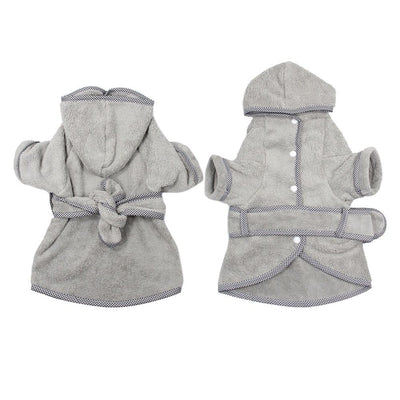 Dog Bathrobe, Microfiber Fast Drying Absorbent Hooded Bath Towel White for Puppy Small Medium Large Dog Cat (S, Gray)