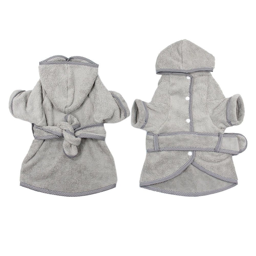 Dog Bathrobe, Microfiber Fast Drying Absorbent Hooded Bath Towel White for Puppy Small Medium Large Dog Cat (S, Gray)