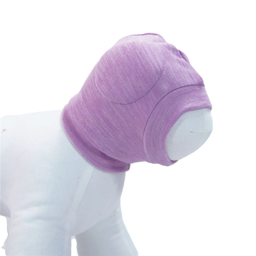 Dog Ear Muffs & No Shake Ear Wrap for Hematoma, Bathing, Drying, Swim& Noise Anxiety Relief- Elastic Ear Protector with Calming Hoodie Design for Grooming/Head Ear Cover(Purple ,L)