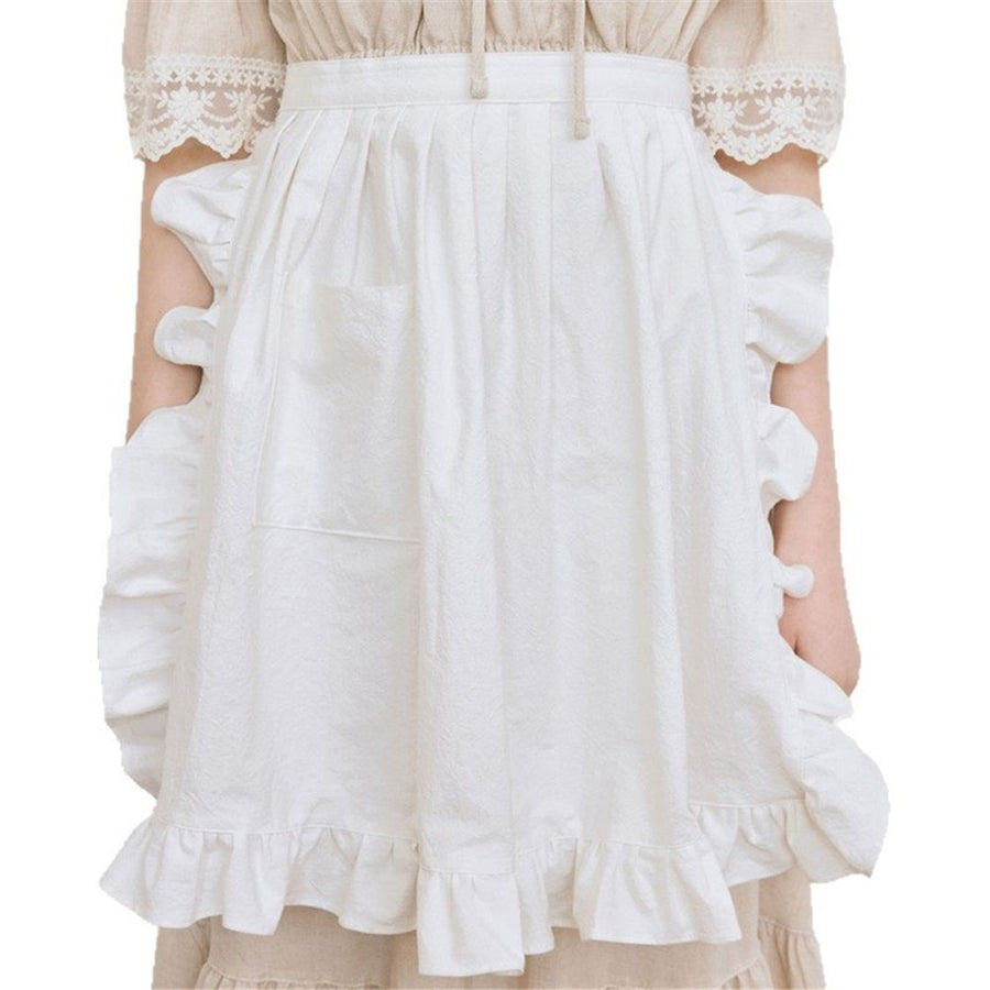 2 pack Waist Apron Cute Retro Vintage Half Apron Cooking Kitchen Ruffle Maid Apron with Pockets for Women
