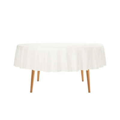 Round Tablecloth - 72 Inch Ivory Round Table Cloth for 24 to 48 Inch Round Tables - Heavy Duty Washable Fabric - for Buffet Table, Holiday Party, Dinner, Wedding & Baby Shower