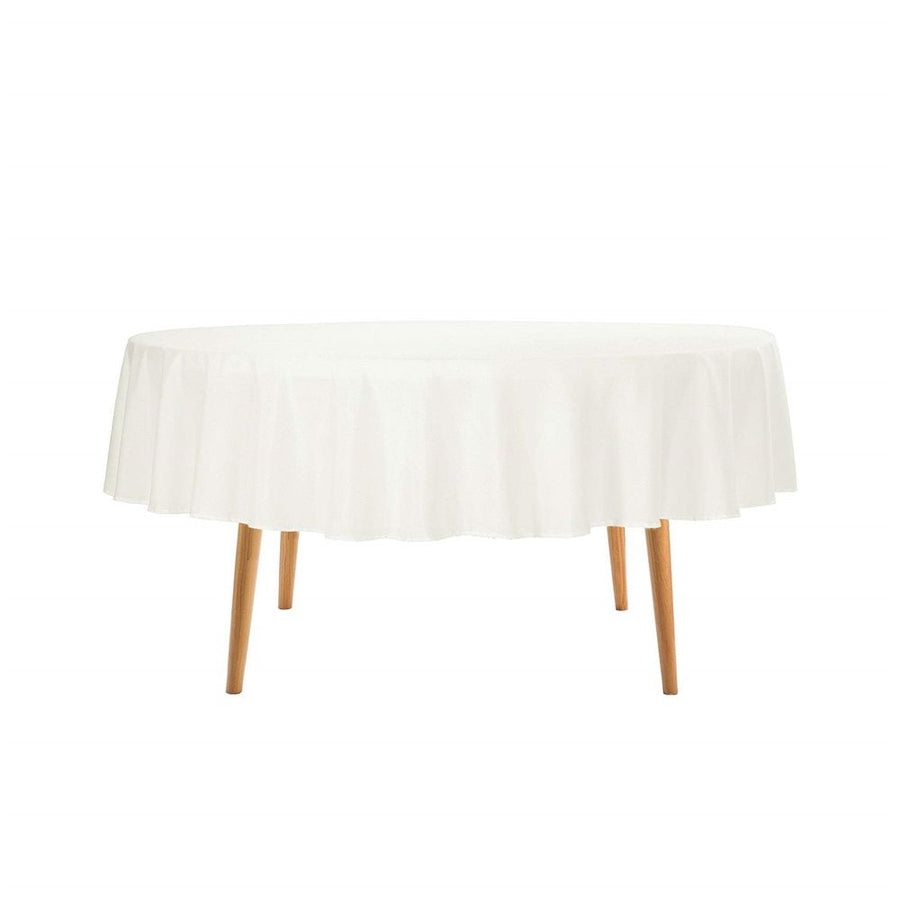 Round Tablecloth - 72 Inch Ivory Round Table Cloth for 24 to 48 Inch Round Tables - Heavy Duty Washable Fabric - for Buffet Table, Holiday Party, Dinner, Wedding & Baby Shower