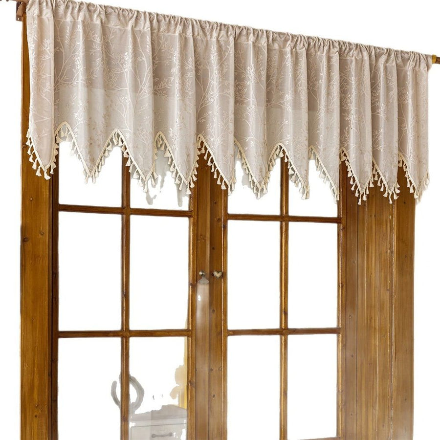 Retro Crochet Curtain Valance for Kitchen Window Curtain Tiers for Coffee Decor Rod Pocket Farmhouse Short Curtains for Room Divider 1 Panel Knitting Doorway Curtain 180*60cm
