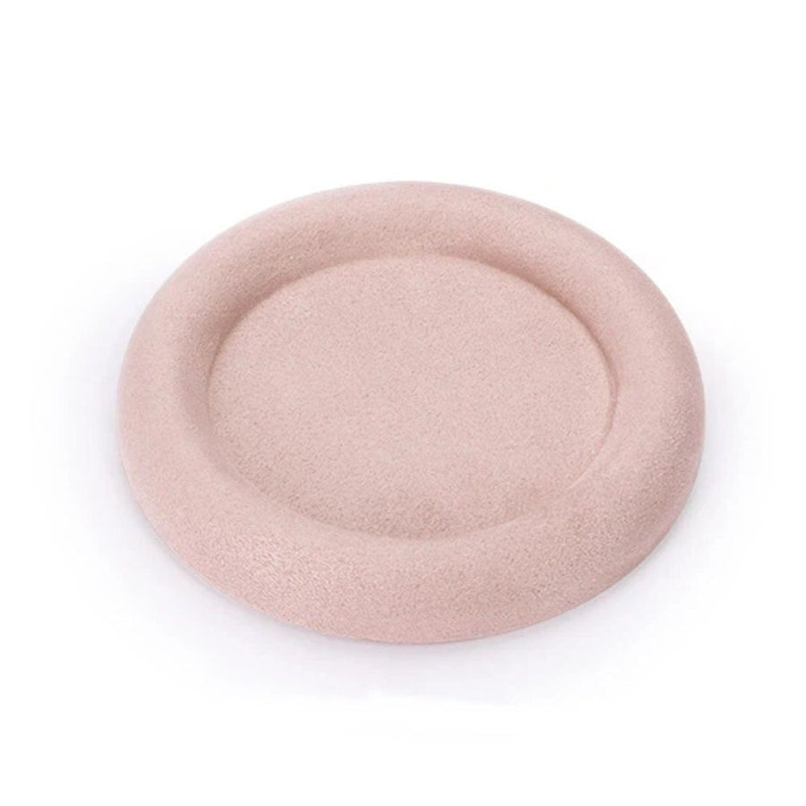 Round Jewelry Organizer Plate, Top suede Jewelry Display Tray, Empty Jewelry Showcase Tray for Necklaces, Bracelets, Rings, Earrings (Pink-Small, 4.7 x 4.7 in)