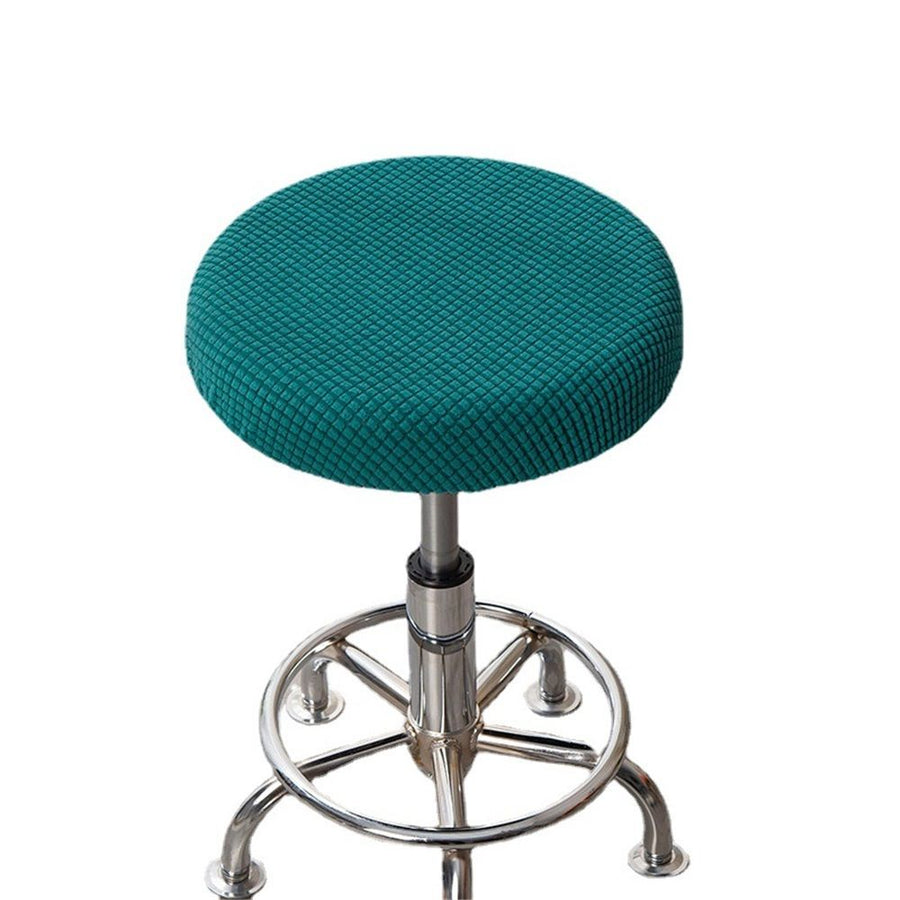 2 pack Stool Covers Round 11.8-14.1" Bar Stool Seat Covers Round with Squares, Elastic Soft and Comfortable are Rich Color That Doesn’t Fade (green,Only chair covers)