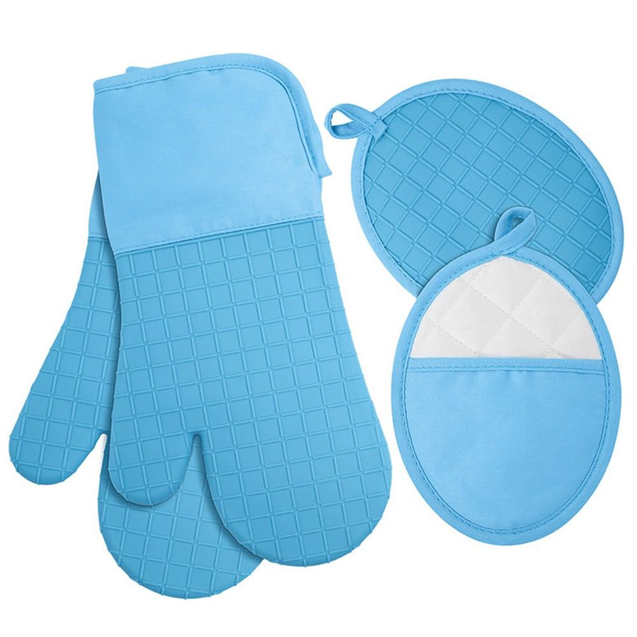BPA-Free Soft Silicone 4 Piece Oven Mitts & Pot Holders Set - Ultra Heat Resistant Oven Mitts - Long Slip Resistant Pot Holders, Flexible Oven Gloves