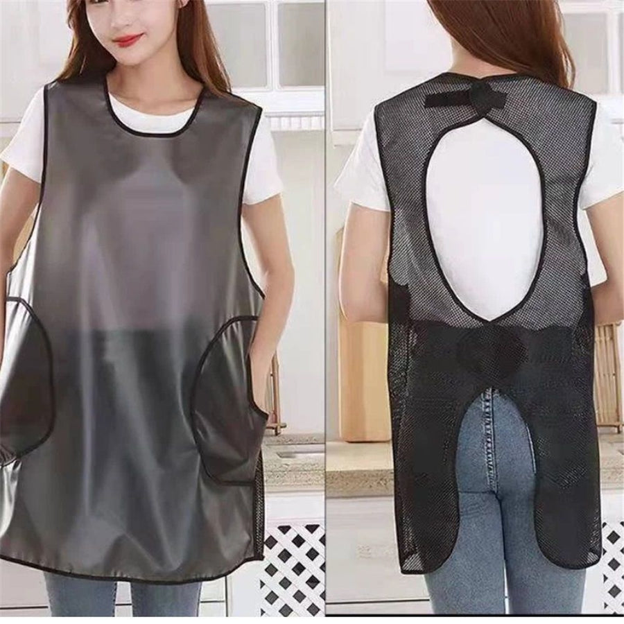Waterproof Plus Size Aprons for Women Men with Pockets Adjustable for Cooking Dish Washing ,Waterproof Apron for Cooking Cleaning Work（gray）