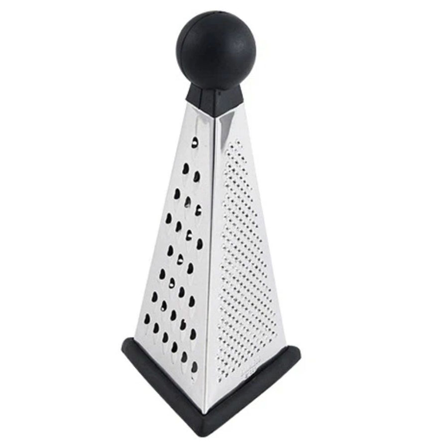 Kitchen Craft Box Grater with Pyramid Design, Stainless Steel, 24 cm, Silver/Black, for Potato, Chocolate, Parmesan, Ginger