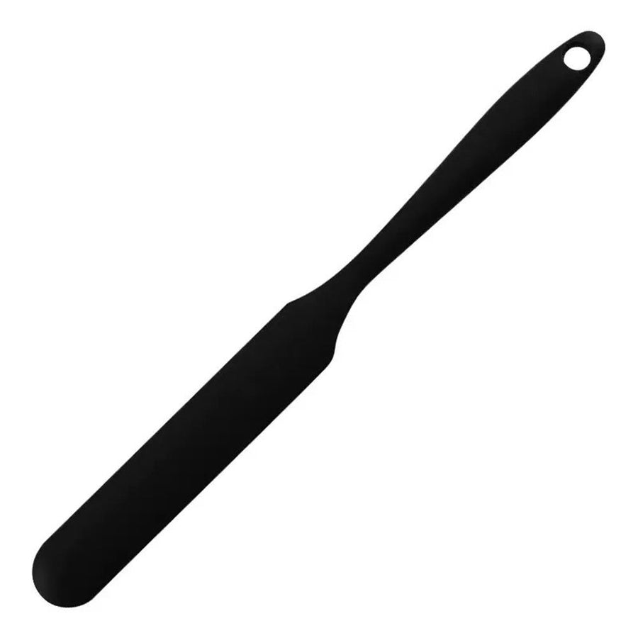 2 pack Skinny Silicone Jar Spatula: Heat-Resistant Food-Grade 9.6in Long Narrow Sourdough Stirring Stick, Seamless Flexible Peanut Butter Spreader for Scraping Icing Bread Cream, Jam (Black)