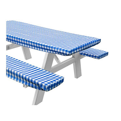 Picnic Table Cover with Bench Covers, Waterproof Elastic Fitted Tablecloths for 6 Foot Rectangle Tables, Washable Buffalo Plaid Tablecloth for Camping, Outdoor (30"x72")，Only Picnic Table Cover