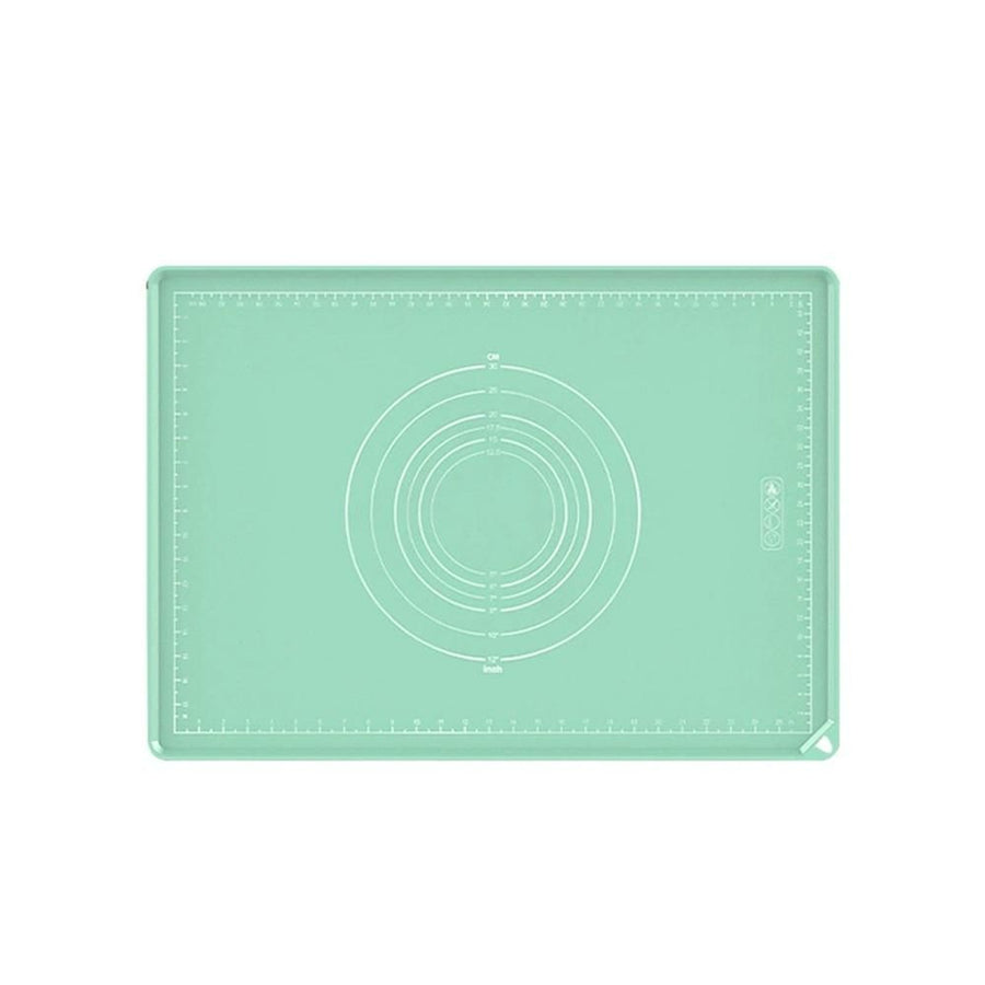 Silicone Pastry Mat: 15.7"x23.6" Food-Grade Non-Stick Dough Rolling Baking Sheet, Non Slip for Kneading, Making Pizza, Fondant, Pie Crust with Clear Measurement and Raised Edges (avocado green)